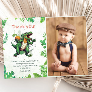 Dinosaur 1st Birthday Party Foto Bedankkaart