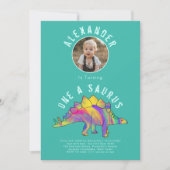 Dinosaur 1st Birthday Party Foto Kaart (Voorkant)
