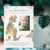 Dinosaur 1st Birthday Party Photo Invitation Kaart