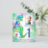 Dinosaur 1st Birthday Party Photo Waterverf (Staand voorkant)