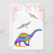 Dinosaur 1st Birthday Party Roze Foto Kaart (Achterkant)