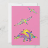 Dinosaur 1st Birthday Party Roze Kaart (Achterkant)