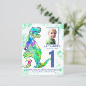 Dinosaur 1st Birthday Party Waterverf Foto (Staand voorkant)