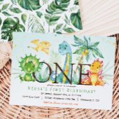 Dinosaur 1st Birthday Uitnodiging