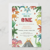 Dinosaur 1st Birthday Uitnodiging (Voorkant)