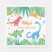 Dinosaur 1st Birthday Uitnodiging Colorful Cute Servet (Voorkant)