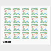 Dinosaur 1st Birthday Uitnodiging Colorful Cute Vierkante Sticker (Vel)