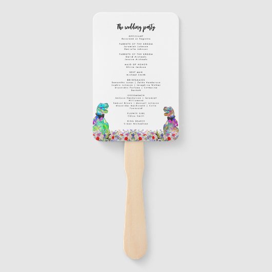 Dinosaur 2 Grooms Gay Wedding Day Program Handwaaier (Achterkant)