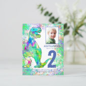 Dinosaur 2e Birthday Party Foto Waterverf (Staand voorkant)