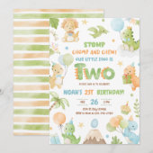 Dinosaur 2e uitnodiging van de Birthday Party (Voorkant / Achterkant)