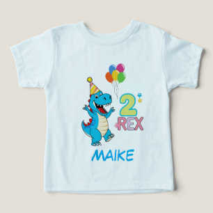 Dinosaur 2e Verjaardag Feest T-shirt   Schattigee 