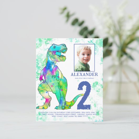 Dinosaur 2e verjaardag Foto van de Partij van de D (Staand voorkant)