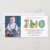 Dinosaur 2e verjaardag Hartelijk dank Bedankkaart (Voorkant)