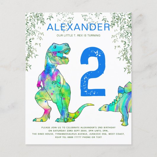 Dinosaur 2e verjaardag oerwoud blauw (Voorkant)