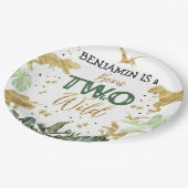 Dinosaur 2e verjaardag papieren bordje (Gekanteld)