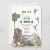 Dinosaur 2e verjaardag uitnodiging (Voorkant)