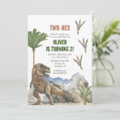 Dinosaur 2e verjaardag uitnodiging (Staand voorkant)