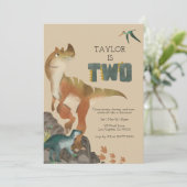 Dinosaur 2e verjaardag Uitnodiging (Staand voorkant)