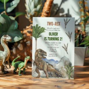 Dinosaur 2e verjaardag uitnodiging
