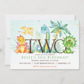 Dinosaur 2e verjaardag Uitnodiging (Voorkant)