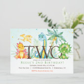 Dinosaur 2e verjaardag Uitnodiging (Staand voorkant)