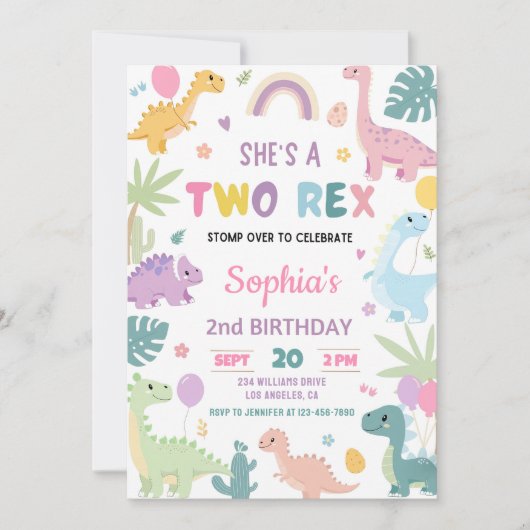Dinosaur 2e Verjaardag Uitnodiging, EDITABLE Two R Kaart (Voorkant)