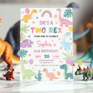 Dinosaur 2e Verjaardag Uitnodiging, EDITABLE Two R Kaart