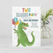Dinosaur 2e Verjaardagsfeest T-Rex 2e Verjaardag Kaart (Staand voorkant)