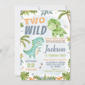 Dinosaur 2nd Birthday Invitation Dino Theme Party Kaart (Voorkant)