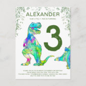 Dinosaur 3e jaarbegroting uitnodiging briefkaart (Voorkant)
