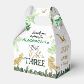 Dinosaur 3e verjaardag jongensfeest bedankdoosjes (Voorkant Zijde)