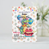 Dinosaur 3e verjaardag uitnodiging (Staand voorkant)