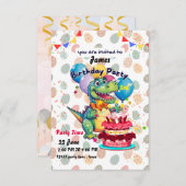 Dinosaur 3e verjaardag uitnodiging (Voorkant / Achterkant)