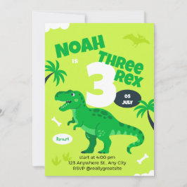 Dinosaur 3e verjaardagsuitnodiging voor jongens kaart