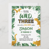 Dinosaur 3rd Birthday Invitation, Dinosaur Invites Kaart (Voorkant)