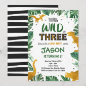 Dinosaur 3rd Birthday Invitation, Dinosaur Invites Kaart (Voorkant / Achterkant)