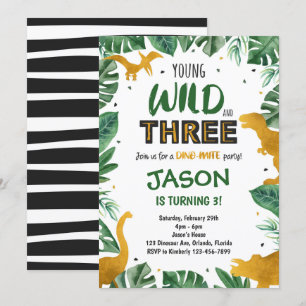 Dinosaur 3rd Birthday Invitation, Dinosaur Invites Kaart