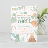 Dinosaur 3rd Birthday Invitation Download. Cute Ba Kaart (Staand voorkant)