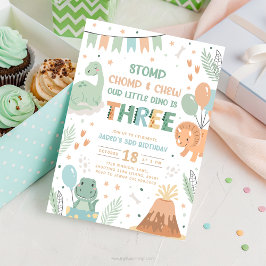 Dinosaur 3rd Birthday Invitation Download. Cute Ba Kaart