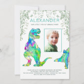 Dinosaur 3rd Birthday Party Foto Kaart (Voorkant)