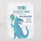 Dinosaur 3rd Birthday Party T-Rex 3rd Birthday Kaart (Voorkant / Achterkant)