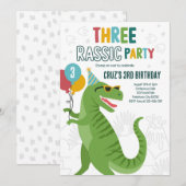 Dinosaur 3rd Birthday Party T-Rex 3rd Birthday Kaart (Voorkant / Achterkant)