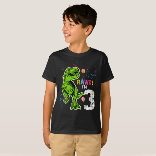 Dinosaur 3rd Birthday T-Rex T-shirt (Voorkant volledig)