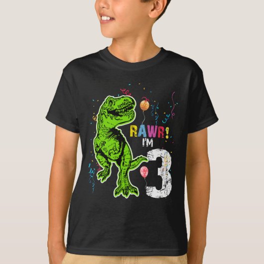 Dinosaur 3rd Birthday T-Rex T-shirt (Voorkant)
