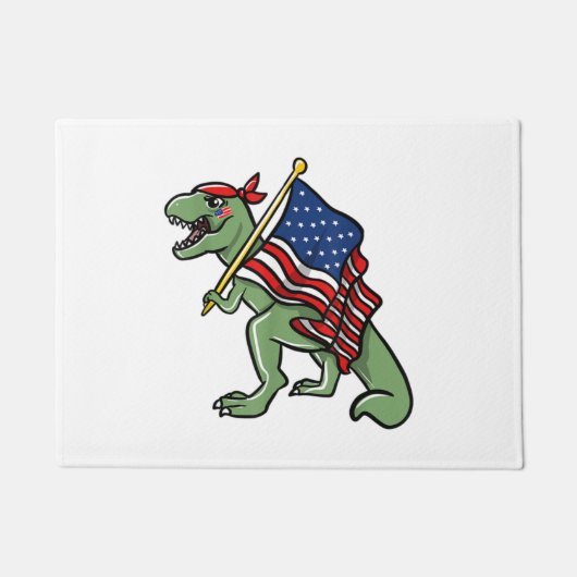Dinosaur 4 juli Amerikaanse vlag Patriottisch Deurmat (Voorkant)