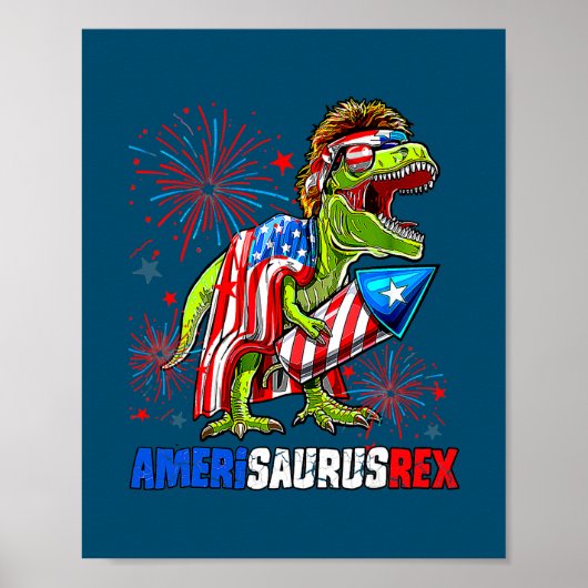 Dinosaur 4 juli Amerisaurus T Rex American Poster (Voorkant)