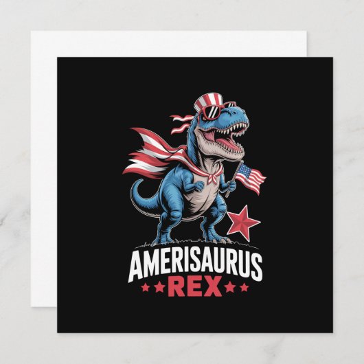 Dinosaur 4 juli Amerisaurus T Rex Funny Kaart (Voorkant / Achterkant)