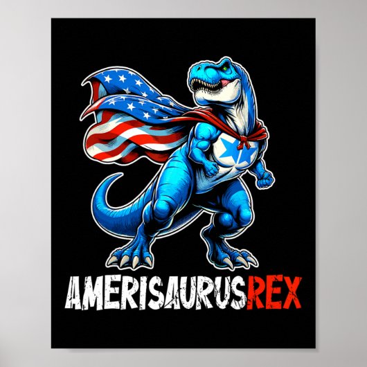 Dinosaur 4 juli Amerisaurus t rex Funny Poster (Voorkant)