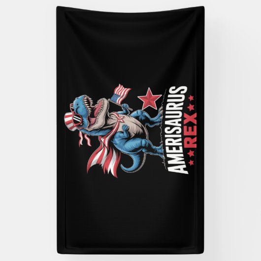 Dinosaur 4 juli Amerisaurus T Rex Funny Spandoek (Verticaal)