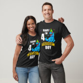Dinosaur 4 Veerjarig Kind van de Dag van de Jongen T-shirt (Unisex)
